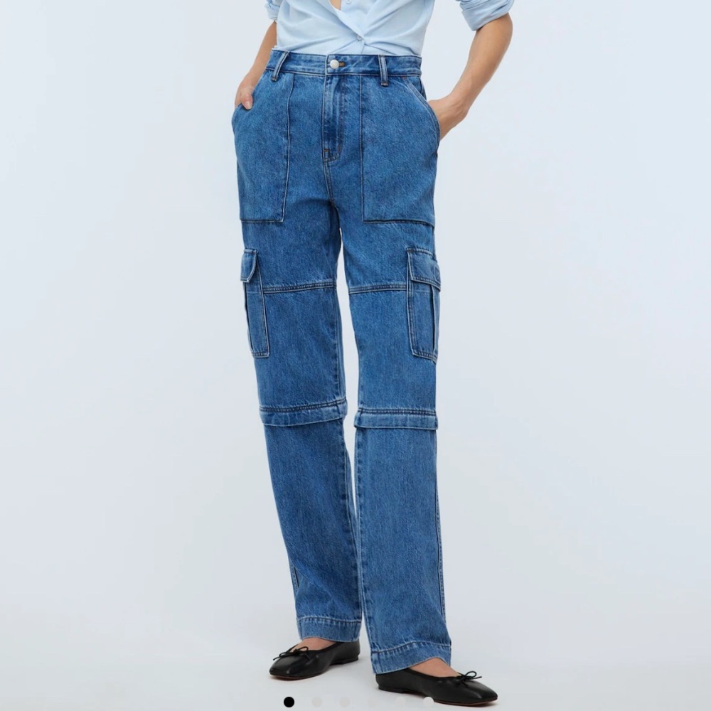 Madewell baggy straight cargo jean in thetford wash sz 26 medium blue